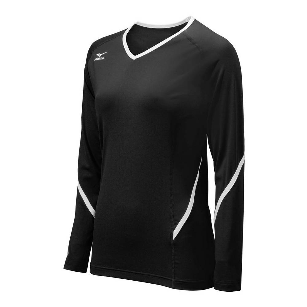 Mizuno Techno Generation Long Sleeve - Bayan Forma - Siyah/Beyaz Türkiye (MLZEKX-385)